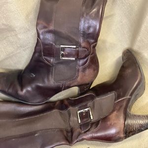 Leather below the knee boots